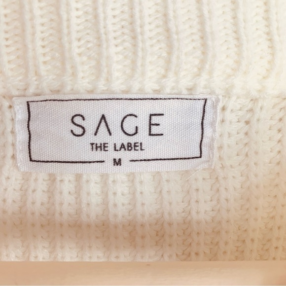 SAGE THE LABEL Ivory Cream Fringed Boho Sweater Size Medium - Picture 3 of 5